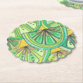 緑石灰火型のホタテ型コースター ペーパーコースター (アングル)