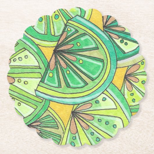 緑石灰火型のホタテ型コースター ペーパーコースター (正面)