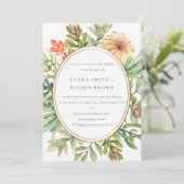 緑砂漠多肉性のサボテンの葉カップルのシャワー 招待状 (スタンド正面)