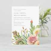 緑砂漠多肉性のサボテンの葉カップルのシャワー 招待状 (スタンド正面)