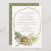 緑砂漠多肉性のサボテンの葉カップルのシャワー 招待状 (正面/裏面)