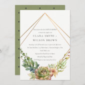 緑砂漠多肉性のサボテンの葉カップルのシャワー 招待状 (正面/裏面)