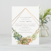 緑砂漠多肉性サボテンの葉ブライダルシャワー 招待状 (スタンド正面)