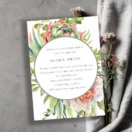 緑砂漠多肉性サボテンの葉ブライダルシャワー 招待状