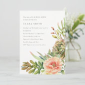 緑砂漠多肉性サボテンの葉ブライダルシャワー 招待状 (スタンド正面)