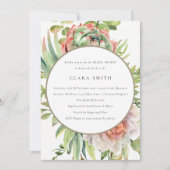 緑砂漠多肉性サボテンの葉ブライダルシャワー 招待状 (正面)