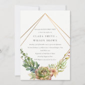 緑砂漠多肉性サボテンの葉婚約 招待状 (正面)