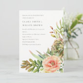 緑砂漠多肉性サボテンの葉婚約 招待状 (スタンド正面)