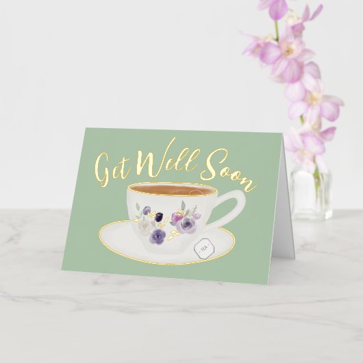 緑空白のがすぐ元気に実在なる 箔グリーティングカード (蘭)