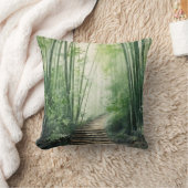 緑竹林の水の色の装飾 クッション (ブランケット)