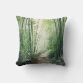 緑竹林の水の色の装飾 クッション (正面)