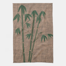 緑竹素朴植物キャンバスのテクスチャ キッチンタオル