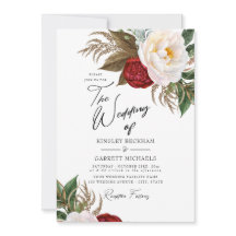 緑紅白水彩牡丹結婚ズ