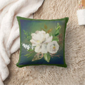 緑素晴らしと白のフローラ水色 クッション (ブランケット)