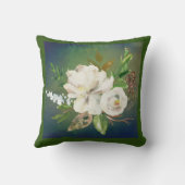 緑素晴らしと白のフローラ水色 クッション (裏面)