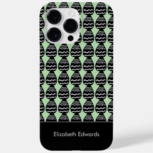 緑素晴らしモダンと黒のパターン Case-Mate iPhoneケース (裏面)