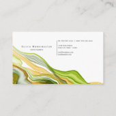 緑素晴らしモダン金ゴールドモノグラム墨出しインキ 名刺 (裏面)