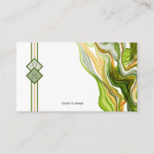 緑素晴らしモダン金ゴールドモノグラム墨出しインキ 名刺 (正面)