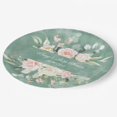 緑素朴かわいらしフローラ水色ヴィンテージ ペーパープレート (アングル)