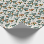 緑素朴とベージュのクリスマスツリー ラッピングペーパー (角)