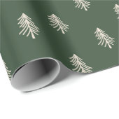 緑素朴とベージュの松の木クリスマス ラッピングペーパー (ロールコーナー)