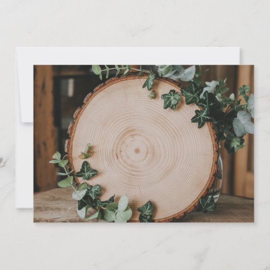 緑素朴と木の切り結婚身のカップルのシャワー 招待状 (裏面)