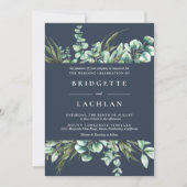 緑素朴と海軍ユーカリ結婚ス 招待状 (正面)