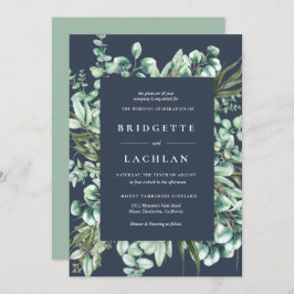 緑素朴と海軍ユーカリ結婚ス 招待状