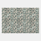 緑素朴と黄褐色のクリスマスパターン ラッピングペーパーシート (正面2)