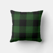 緑素朴と黒のバッファローのチェックのプレイド クッション (裏面)