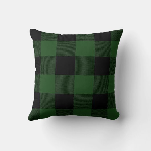 緑素朴と黒のバッファローのチェックのプレイド クッション (裏面)