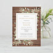 緑素朴のお祝い生涯写真葬儀 招待状 (スタンド正面)