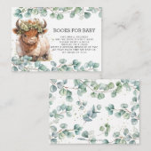 緑素朴のふわふわしたハイランド牛が本を持ってくる エンクロージャーカード (正面/裏面)