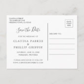 緑素朴のオリーブ葉のリース写真の保存日付 案内ポストカード (裏面)