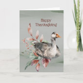 緑素朴のガチョウの葉の秋の感謝祭 シーズンカード (正面)