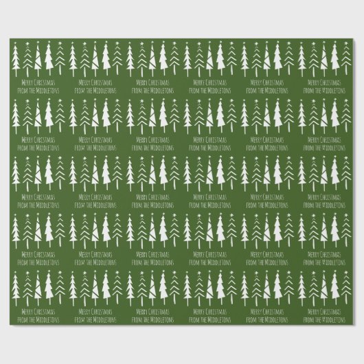緑素朴のクリスマスツパーソナライズされたリー ラッピングペーパー (フラット)