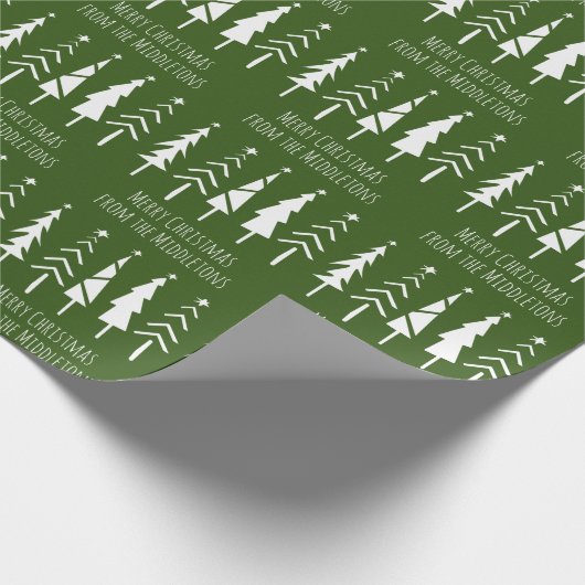 緑素朴のクリスマスツパーソナライズされたリー ラッピングペーパー (角)