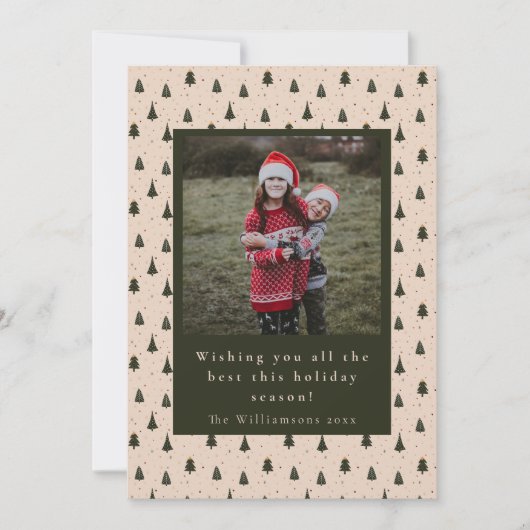 緑素朴のクリスマスツリー縦2枚 シーズンカード (正面)