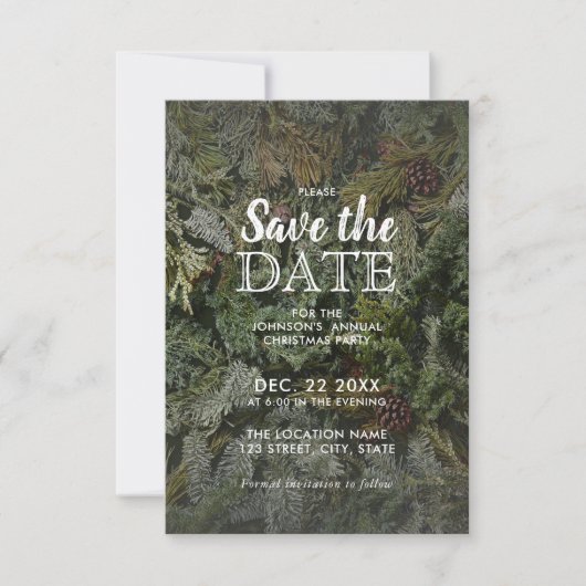 緑素朴のクリスマスパーティー保存日 セーブザデート (正面)