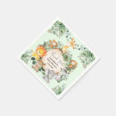 緑素朴のサファリジャングルベビーアニマルシャワー スタンダードカクテルナプキン (角)