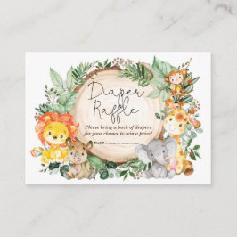 緑素朴のジャングル野生動物おむつラッフル エンクロージャーカード