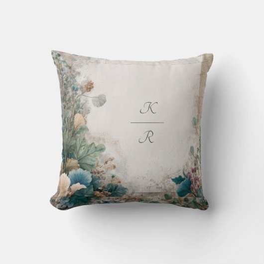 緑素朴のフォークア結婚ート クッション (正面)