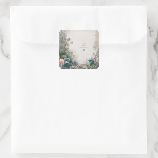 緑素朴のフォークア結婚ート スクエアシール (バッグ)