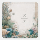 緑素朴のフォークア結婚ート スクエアシール (正面)