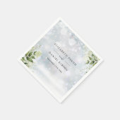 緑素朴のフローラ冬の雪片 スタンダードカクテルナプキン (角)