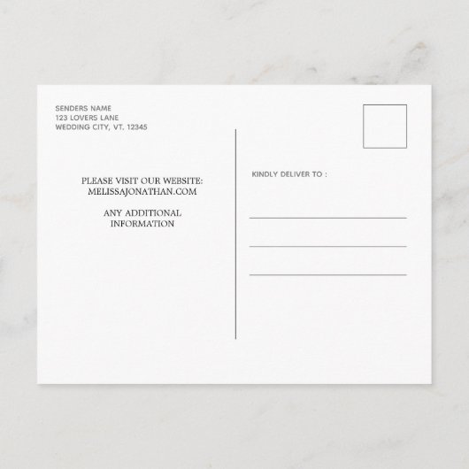 緑素朴のユーカリプトゥスChalkboar日付を保存 案内ポストカード (裏面)