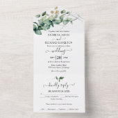 緑素朴のユーカリ書結婚道 オールインワン招待状 (内側)