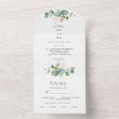 緑素朴のユーカリ結婚サマー。 オールインワン招待状 (内側)