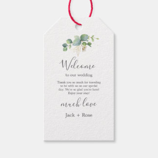 緑素朴のユーカリ結婚サマー。 ギフトタグ