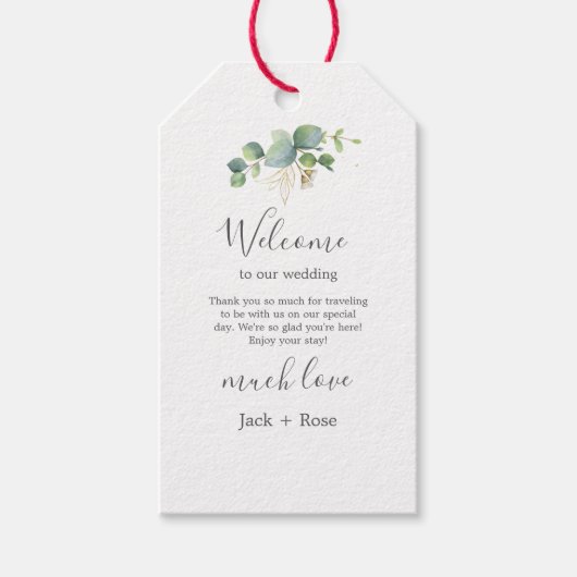 緑素朴のユーカリ結婚サマー。 ギフトタグ (正面)